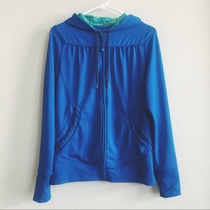 REI Blue Fitted Zip-Up Hoodie